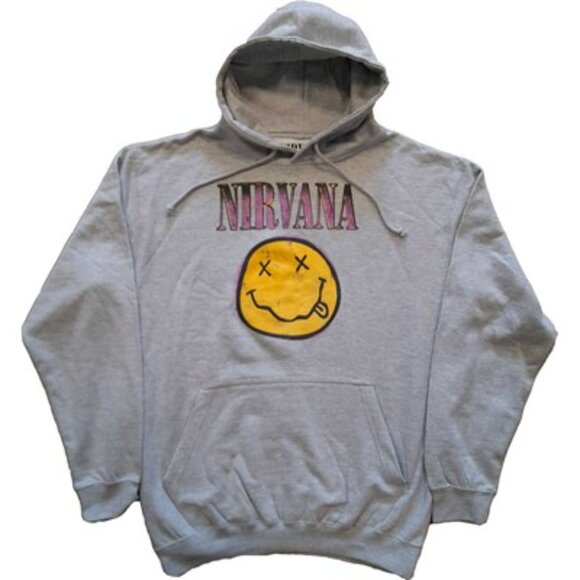 Nirvana - Unisex Xerox Smiley Pink Pullover Hoodie - Picture 1 of 4